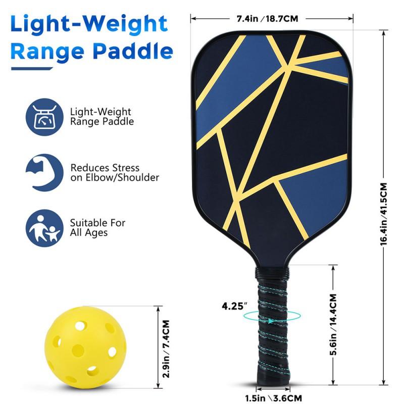 Glass Fiber Pickleball Paddle With Honeycomb Core Beach Sports Set Including Ball Picker Carry Case