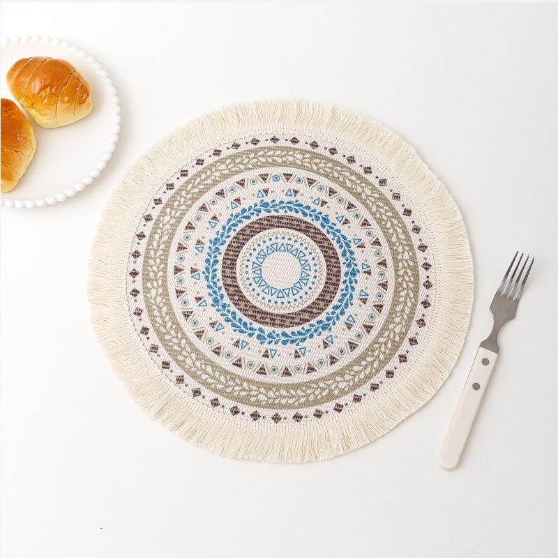 Coaster, Nordic fabric, tassel insulation mat, heat-resistant home pot mat, dining mat, Bohemian decorative mat