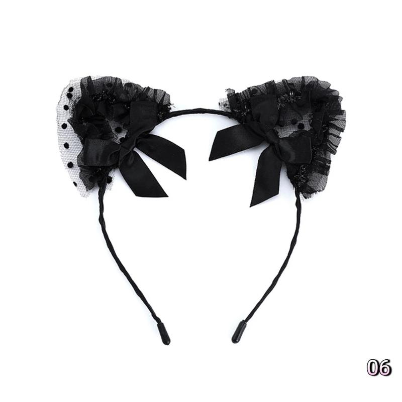 Sexy Bunny Ears And Cat Ear Rabbit Ear Hair Accessory Lace Feathe-r Headband for Women Cosplay Costume Party Headwear