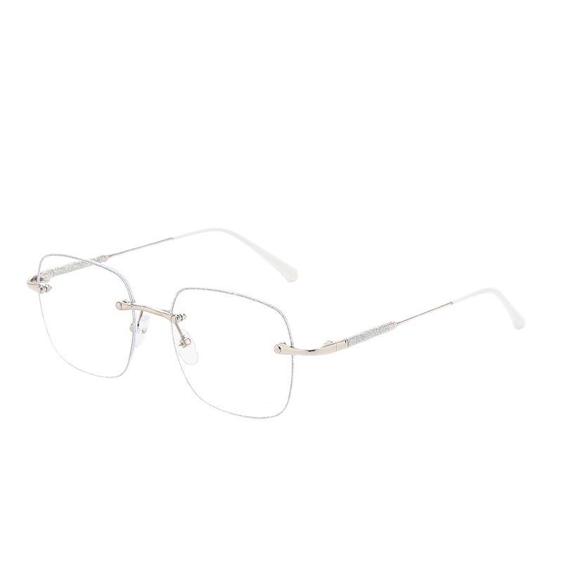 Frameless Women Reading Glasses Anti Blue Light Luxury Shiny Presbyopic Glasses Clear Anti Reflective