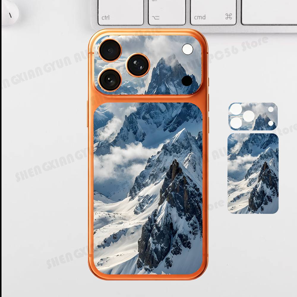 Snow Mountain Scenery For Iphone 17 Pro ProMax Back Protective Decorative Sticker Back Cover