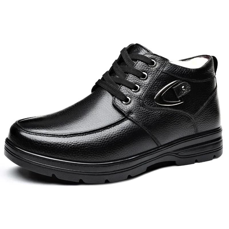 Herrenschuhe Winter Verdicken Warmhalten Herren Casual High-Top Leder Stiefeletten Dick Anti-Rutsch Baumwollschuhe 2025 Stiefel Herren Sneaker