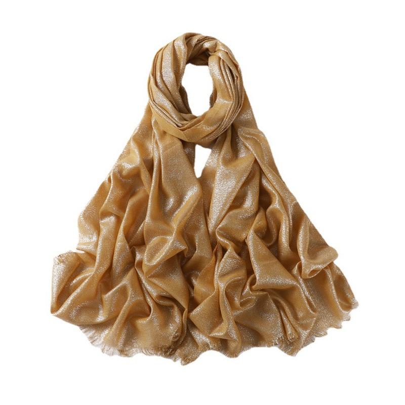 Spring and summer new solid color long scarf human cotton gold silk silver silk scarf women's monochrome long headscarf shawl