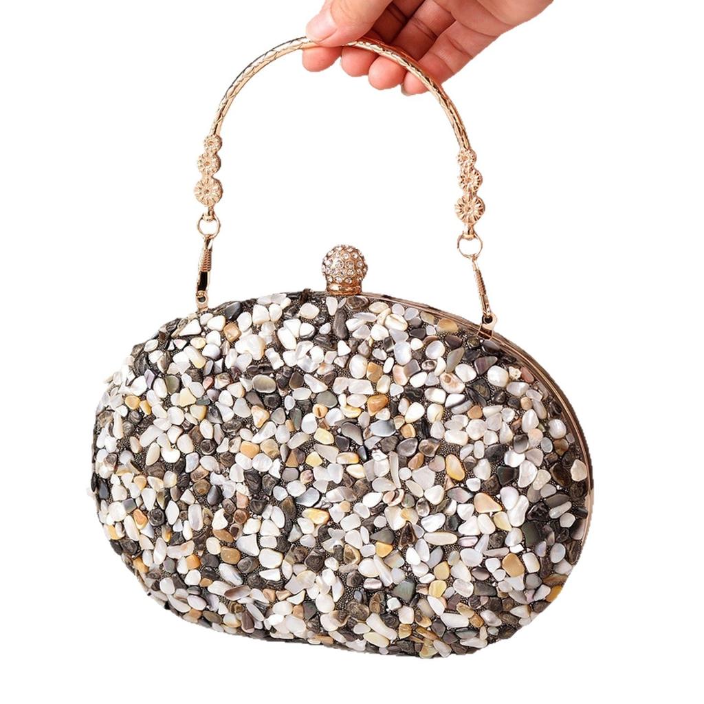 Diamond Evening Bags Shell Round Rhinestone Clutch Women Handbags Wedding Party Shoulder Bags 2025 New Purse Bolsas De Mujer