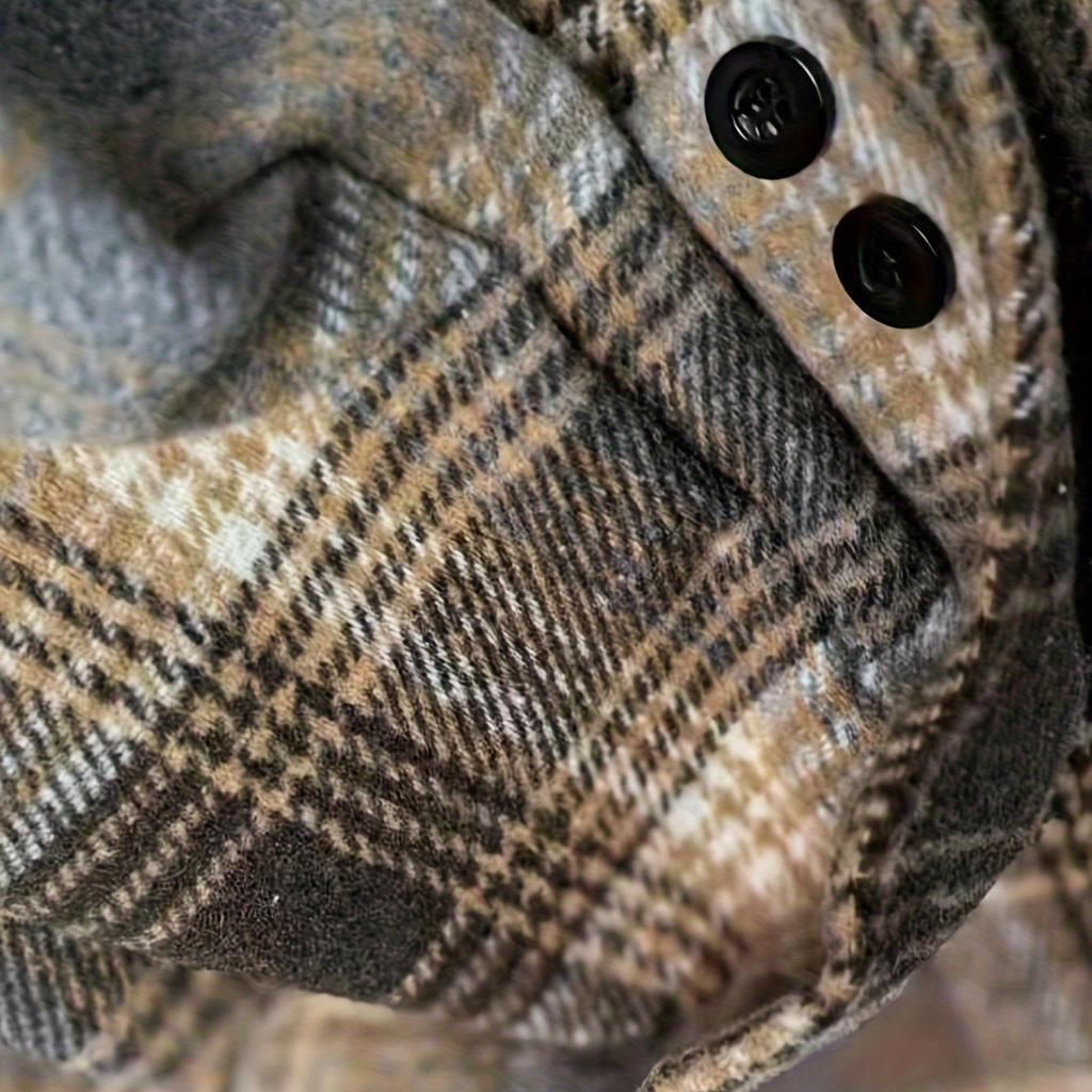 Męski Pasiasty Kraciasty Casualowy Luźny Zapinany Kardigan Koszula Kurtka z Kapturem z Długim Rękawem