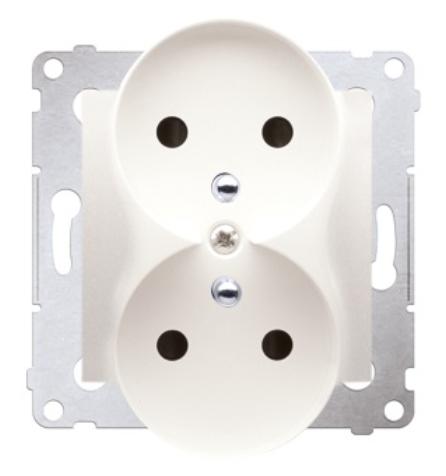 Simon 54 Nature Gniazdo Podwójne Z/U Z Przesłonami 16A, 250V Krem Dgz2Mzn.01/41