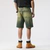 New Summer Retro Old Ripped Denim Shorts Men's Loose Straight Cutout Pants
