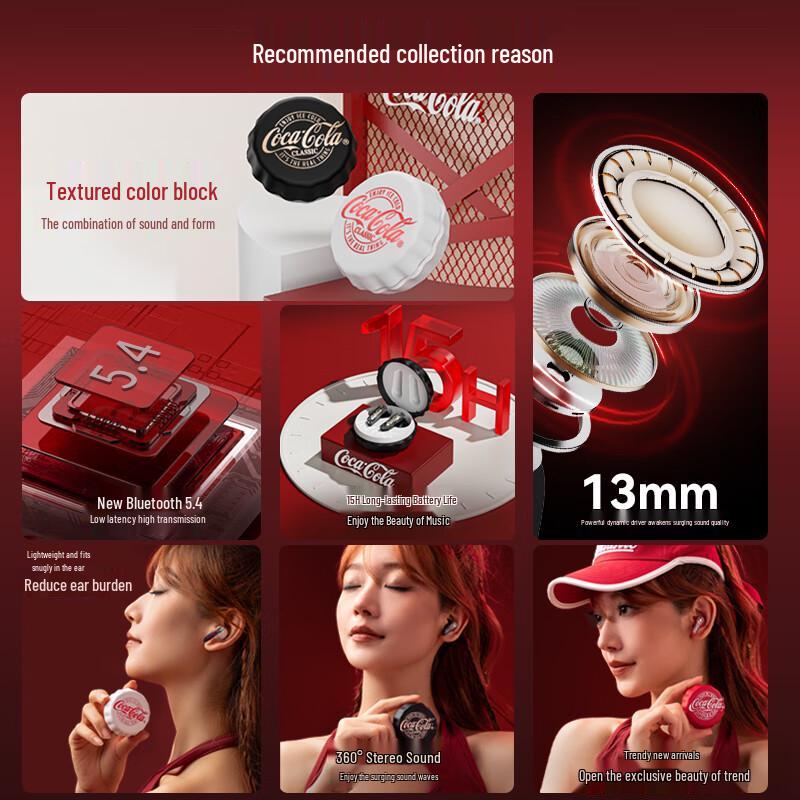 Coca-Cola Kabellose Bluetooth Semi-In-Ear Ohrhörer