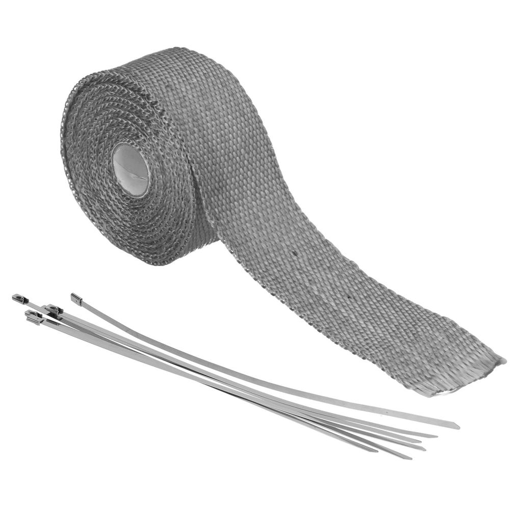 5m Exhaust Heat Wrap Insulation Tape Glass with Alloy Steel Tie for Car Motorcycle