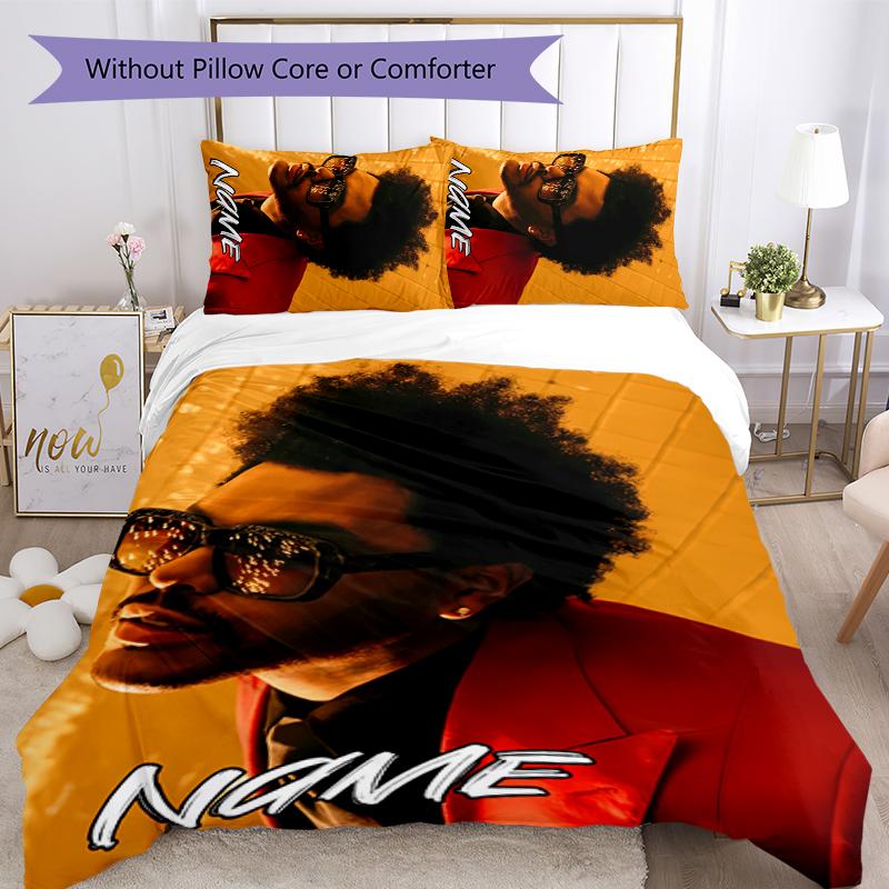 3pcs Custom Name The Weeknd Bedding Set Duvet Cover Closure Includes 1 Duvet Cover & 2 Pillowcases for All Seasons Bedroom Decor