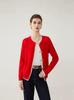 Round Neck Cable Knit Cashmere Color Block Cardigan - 2026 Autumn/Winter Women's Elegant Fake Two-Piece Style.