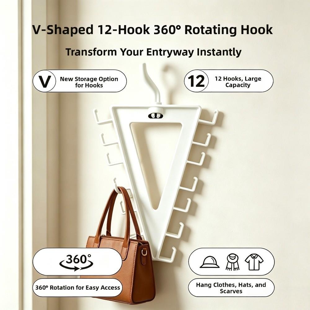 2Pcs 12 Hooks V-Shape Hanger Rotatable Non Slip Clothes Drying Rack Double Sided Space Saving Garment Storage Hook