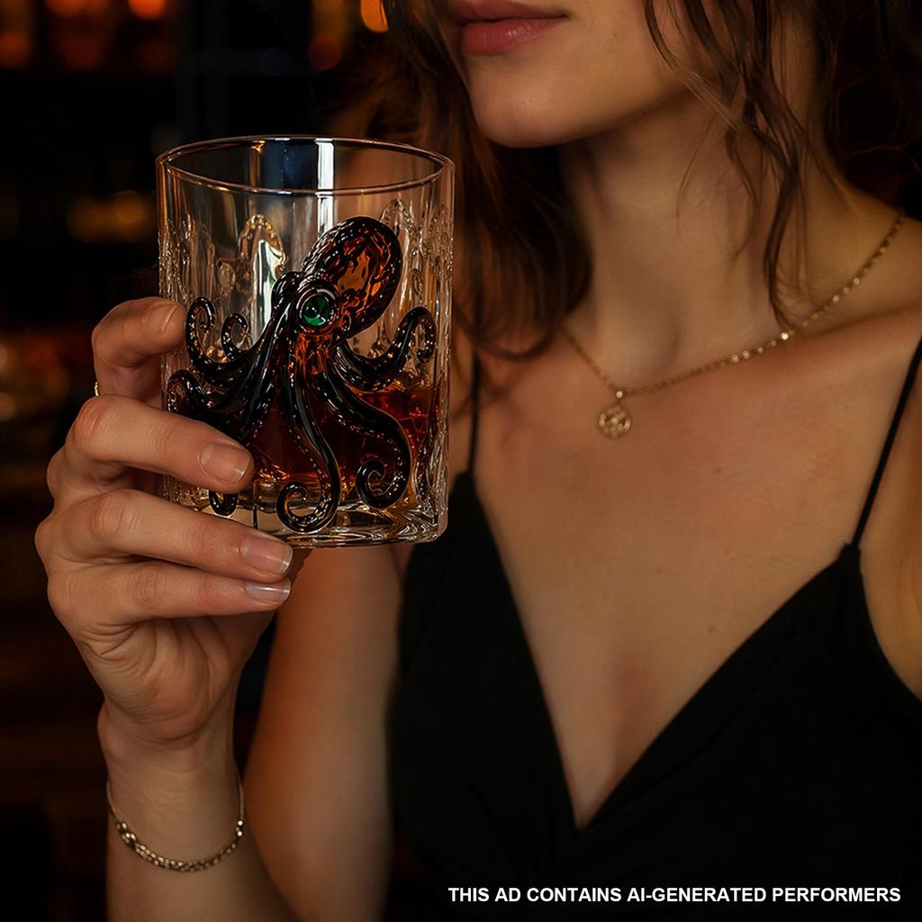 Deep Sea Decor Glasses Gift for Men Dad Brother Cocktail Tumbler Water Glasses Cup for Scotch Bourbon Cocktails Beverages Water
