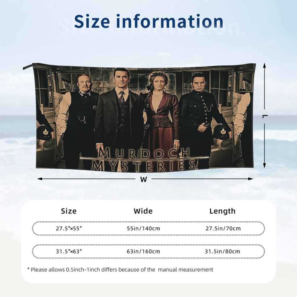 Murdoch Mysteries Dramatic Prin Beach Towel Soft Microfiber Quick Dry Absorbent Quick Towels For Bath