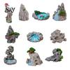 Miniature Rock Garden Decor 2 Pcs Stone Statue Resin Fake Models for Diorama Tranquil Zen Ornament Supplies Micro Train Landscape Railway Sand