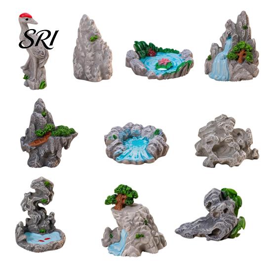 Miniature Rock Garden Decor 2 Pcs Stone Statue Resin Fake Models for Diorama Tranquil Zen Ornament Supplies Micro Train Landscape Railway Sand