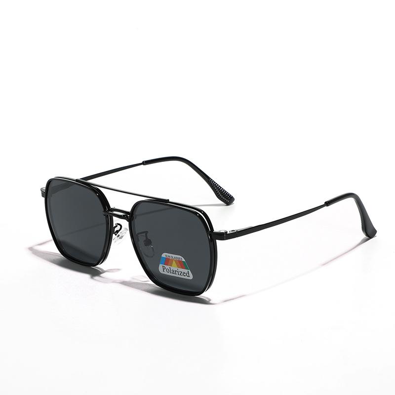 

Очки Ретро Двойного Назначения Солнцезащитные Очки для Близорукости Женские Набор Очков Двойная Перекладина Крупная Оправа Солнцезащитные Очки Мужские чёрный