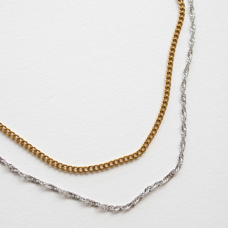MERRYMOTIVE [Set] Gold and Silver 2 Chain Necklace