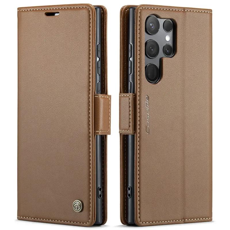 CaseMe Flip Stand Leather Phone Case for Samsung Galaxy S25 Ultra S25 Edge S24 FE S23 Ultra S22 S21 S20 Plus Wallet Card Holder Back Cover Coque Etui
