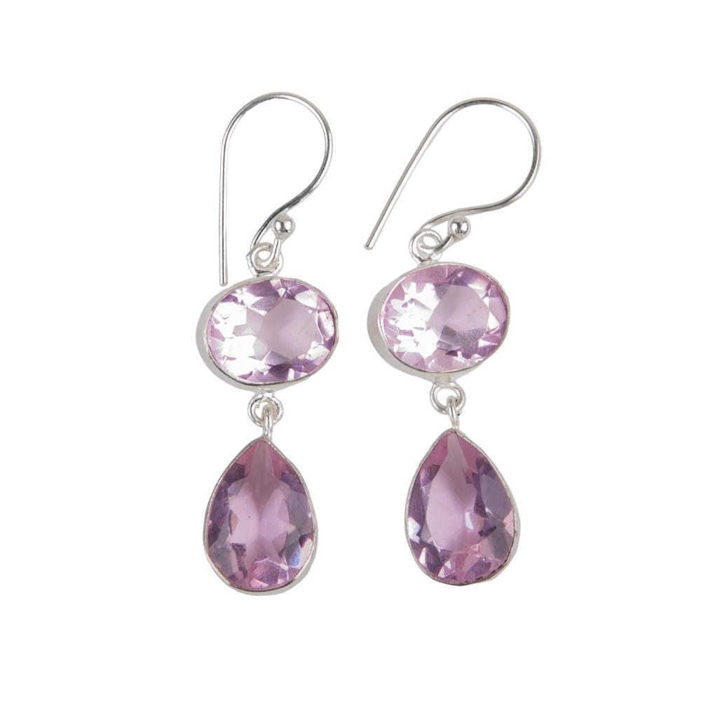 Natural Morganite Gemstone 925 Sterling Silver Jewelry Handmade Earrings 1.88" EE-73-27