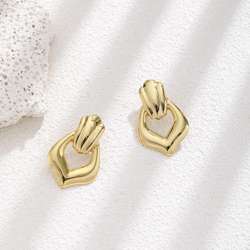 Exaggerated Geometric Texture Stainless Steel Stud Earrings Women'S Personality Niche Design Earrings Light Luxury High-End Earrings