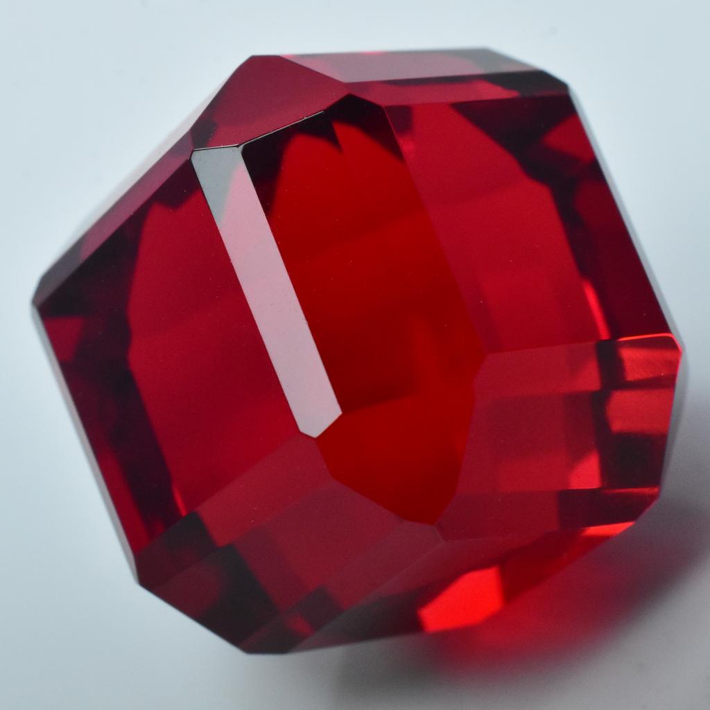 Cube AAA++ Cut Huge Size Lab-Created Red Ruby 47.05 Ct Loose Gemstone CERTIFIED S-810