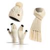 Winter Hat New Style Knitted Wool Colorful Hat Thick Scarf Gloves Three-piece Set