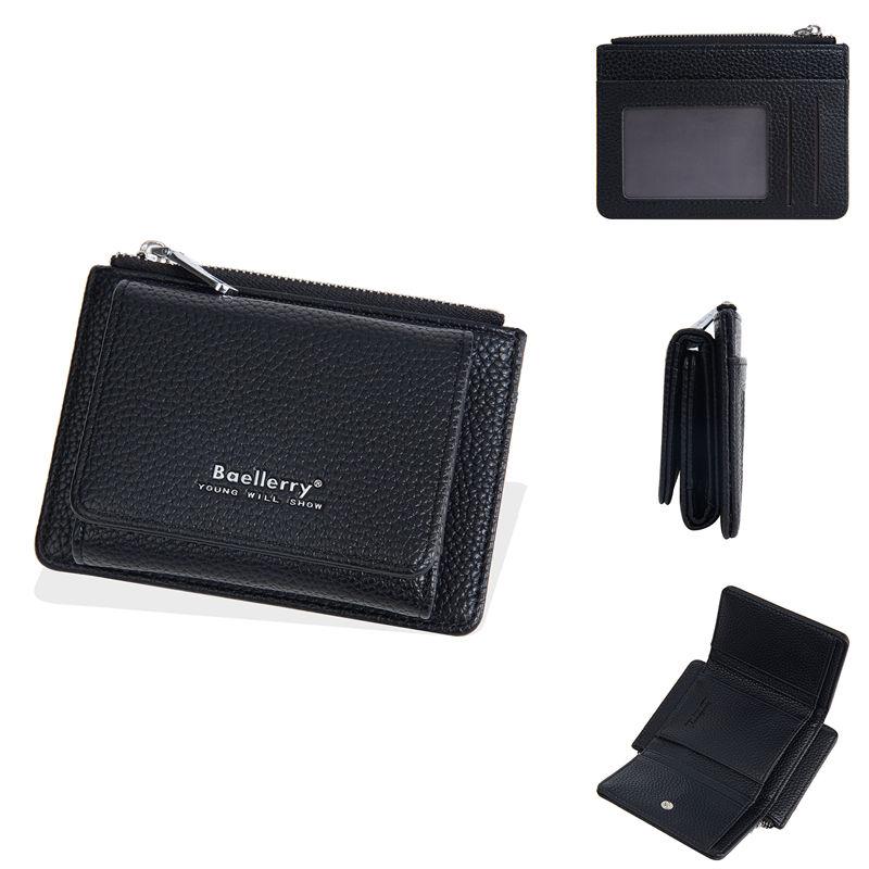 Baellerry Women Tri-fold Short Wallets Artificial Leather Fashion Zipper Coin Purse Card Holder