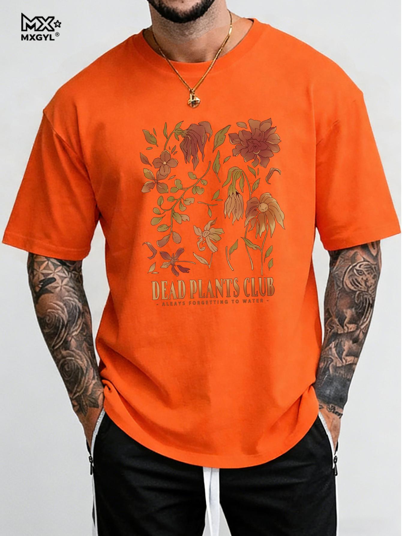 

2026 New Model Men s Flowers Graphic Print T-shirt For Summer, Casual Stylish Short Sleeve Tees For Males, Street Style Tops 5xl