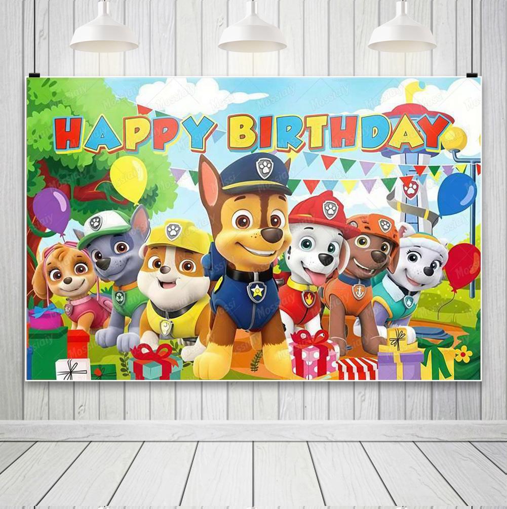 Paw Patrol Animation Theme Birthday Party Decor Backdrop Cartoon Puppy Dog Photography Background Kids Baby Shower Supplies Gift