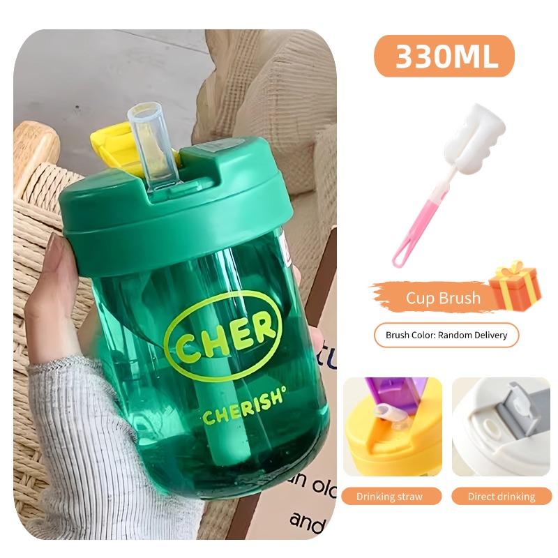 330ml Mini Plastic Straw Water Bottle Anti-fall&Leakproof Cute Portable Outdoor Sports Water Bottle Kids Juice Cup Drinkware