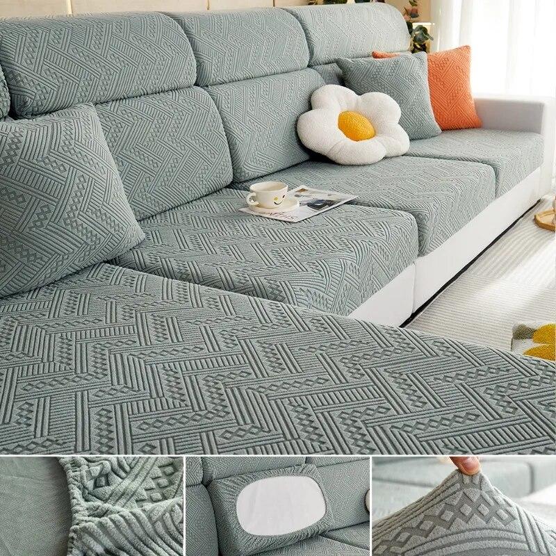 Jacquard Fabric Sofa Sectional Covers For Living Room Removable Couch Slipcover Elastic Sofa Protector Pets Kids Anti-Slip Home