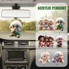 2D Monkey-Shaped Car Pendant Hanging Ornament with Chain Realistic Animal Rearview Mirror Hanging Decor Car Interior Accessories