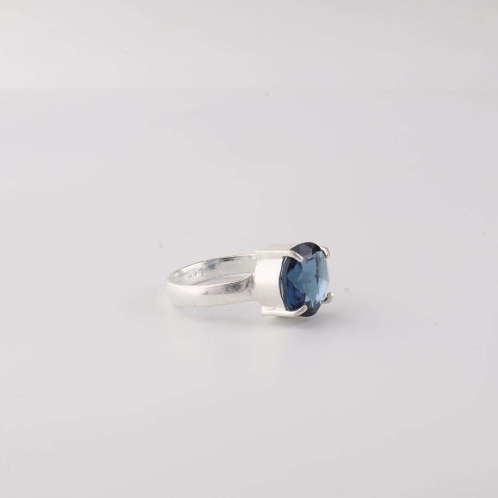 London Blue Topaz Gemstone 925 Sterling Silver Jewelry Designer Ring Gift For Wife RR-72-5