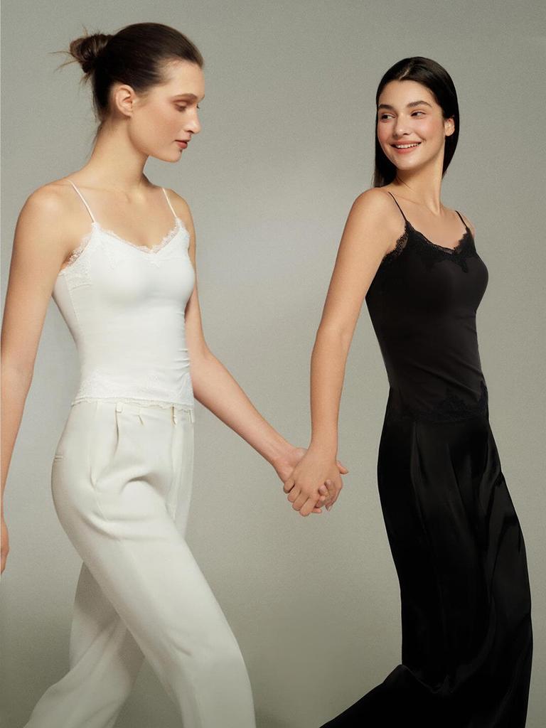 Silky Lace Modal Cotton Blend Camisole Bra Tank with Chest Pads