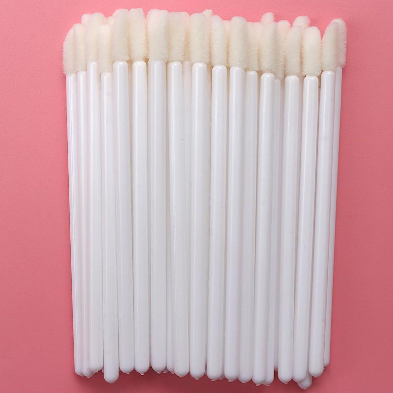 50-Pack Disposable Lip Brushes - Portable Solid Lipstick, Lip Gloss, and Makeup Cleaning Swabs