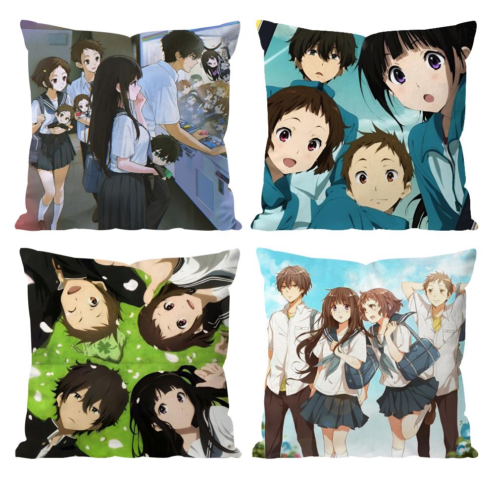 Anime Hyouka Cushion Cover Pattern Printed Pillowcase for Living Room Sofa Cushion Cover & Bedroom Decor