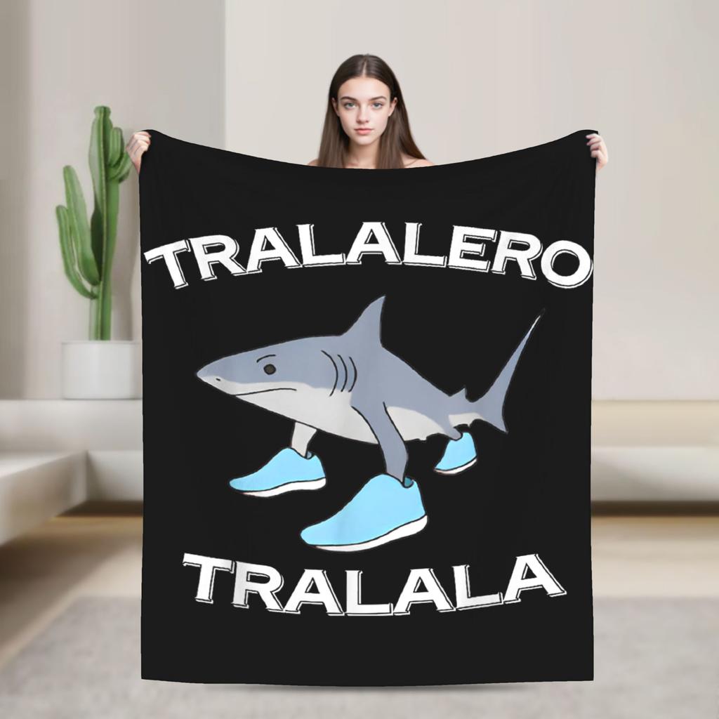 Bombardiro Crocodilo Tralalero Tralala  Blankets Italian Brainrot  Flannel Soft Throw Blanket for Home Restaurant Textile Decor