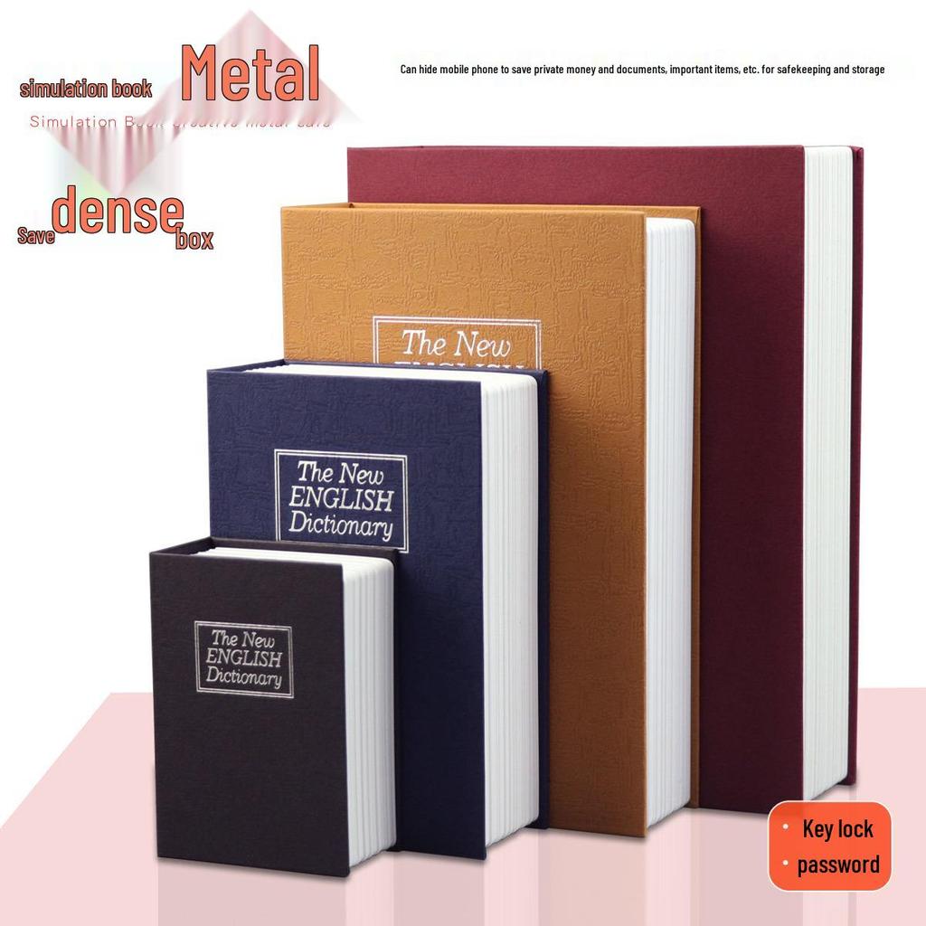 Lockable Metal Book Safe & Coin Bank with Combination Key