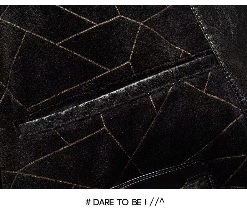 Cortavento Masculino de Couro Genuíno de Comprimento Médio: Gola de Terno, Com Veludo Extra, Quente, Jaqueta Casual de Negócios para Outono/Inverno.