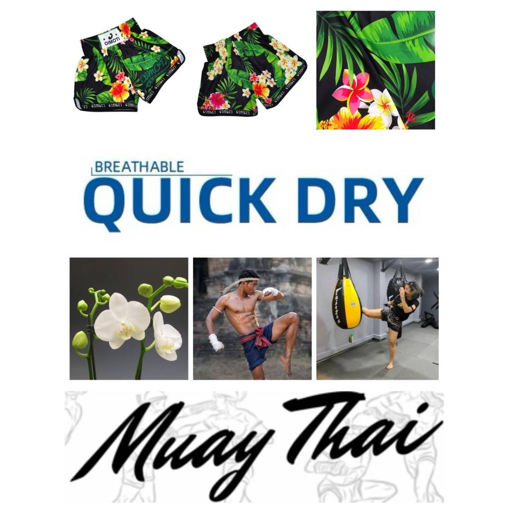 Dschungel Wald Orchidee Blume Muay Thai Kickboxen Boxen MMA UFC Shorts Fitness Sport Unisex Männer Frauen Workout Schnelltrocknend Elastisch Hoher Bund Training