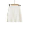2025 Autumn/Winter High-Waisted Elastic Ribbed Knit Bodycon Skirt with Tie Detail
