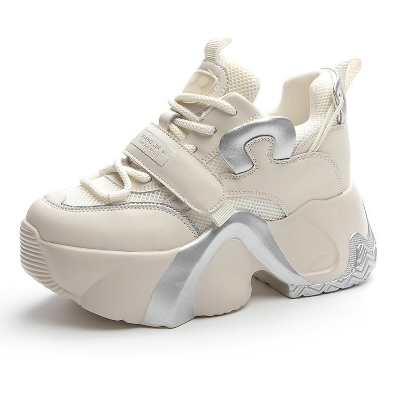 Grubosolowe buty tatusia damskie jesienne grubosolowe z wewnętrzną podwyżką casualowe buty damskie