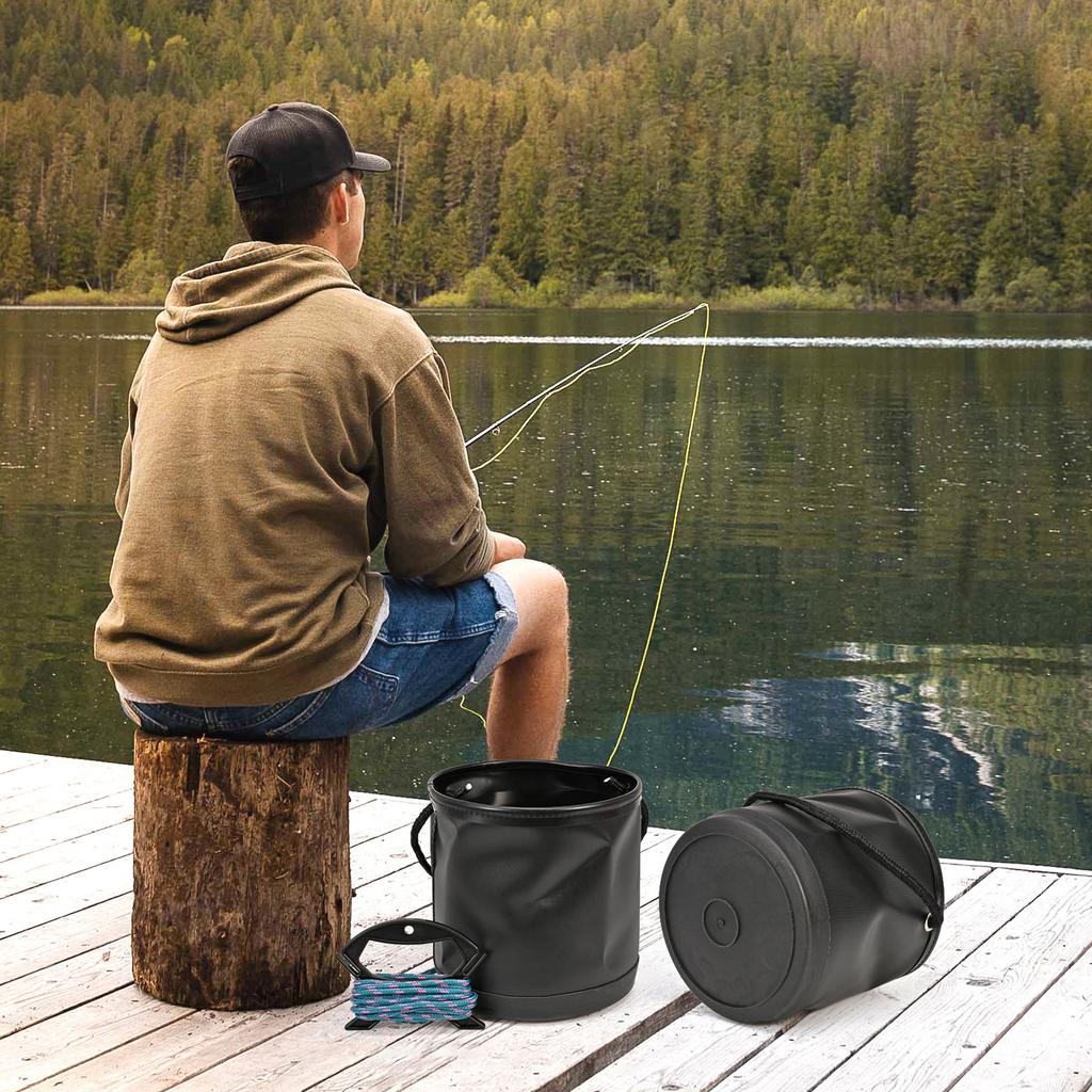 Portable Integrated Fish Bucket Fish Box EVA Folding Fish Bucket with Rope Colorful Fishing Tackle Boxes Water Bucket
