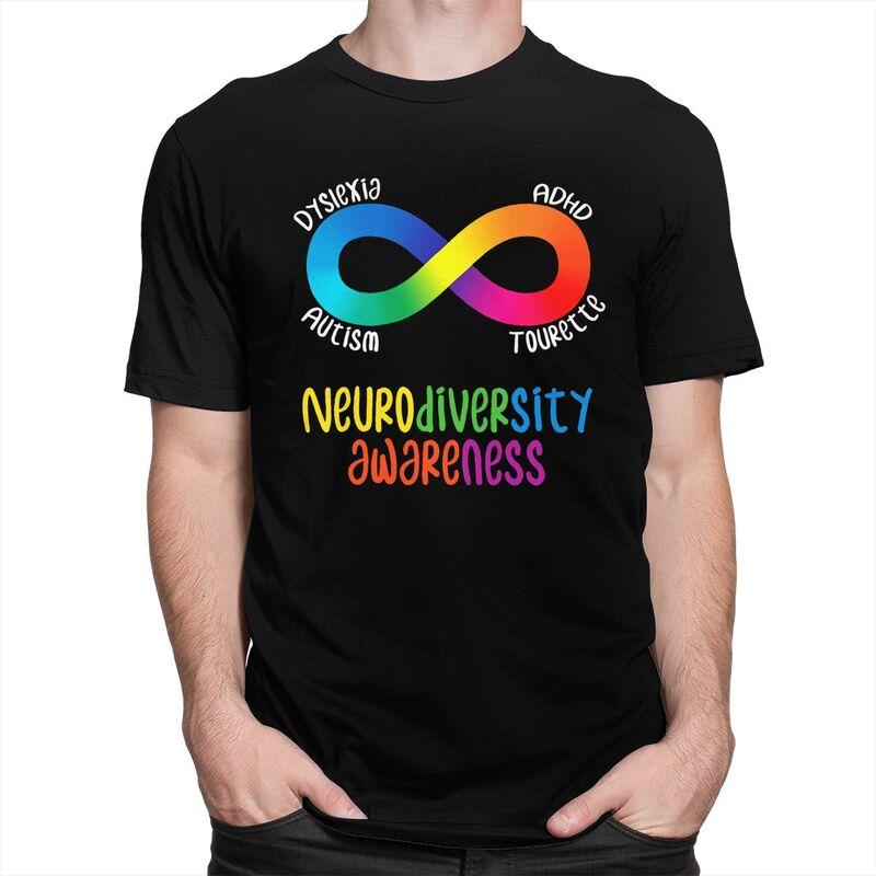T-shirt Consapevolezza Neurodiversità Maschile ADHD Autismo Dislessia Tourette Manica Corta Cotone T-shirt Casual Larga Oversize