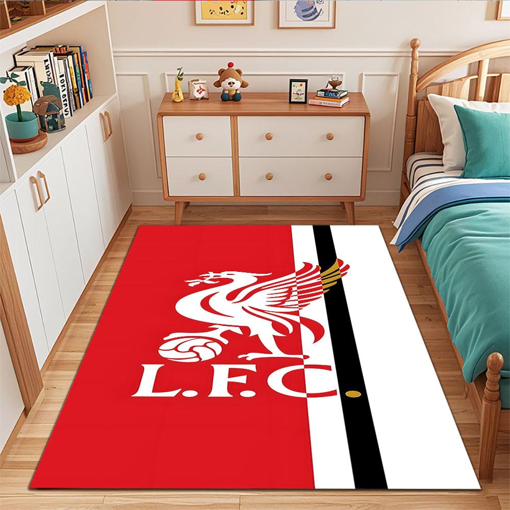 Red and White LFC Logo Design Patterned Carpet, Suitable As a Non Slip Play Mat for the Living Room and Bedroom Sofa