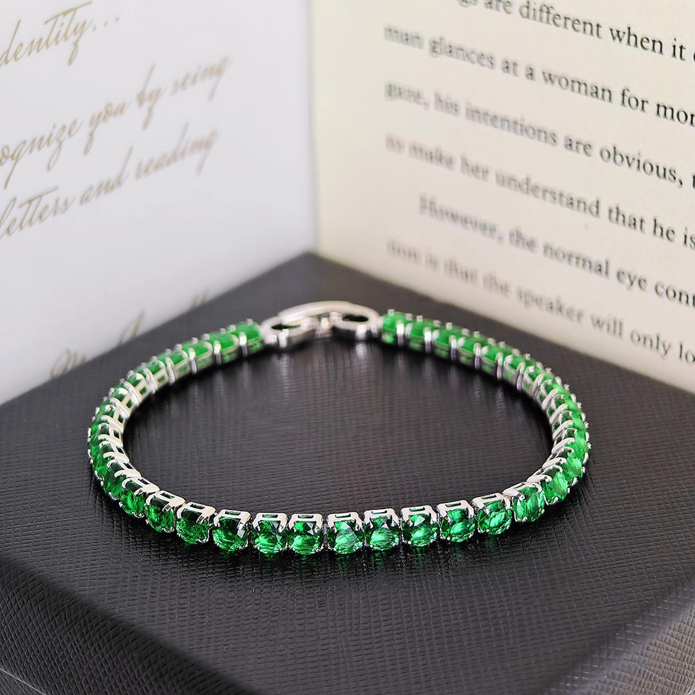 2026 New Arrival 4mm Luxury Red Blue Green Silver Color Bracelet Bangle for Women Valentine's Day Gift Jewelry Wholesale S5787
