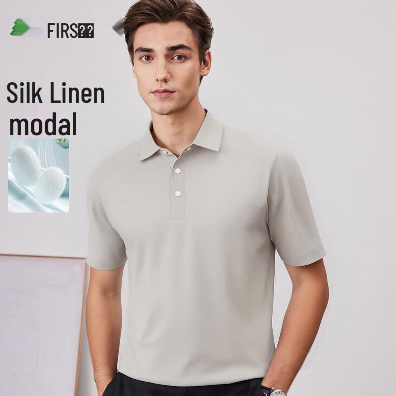 FIRS Men s Modal Silk Linen Blend Short Sleeve Polo XL