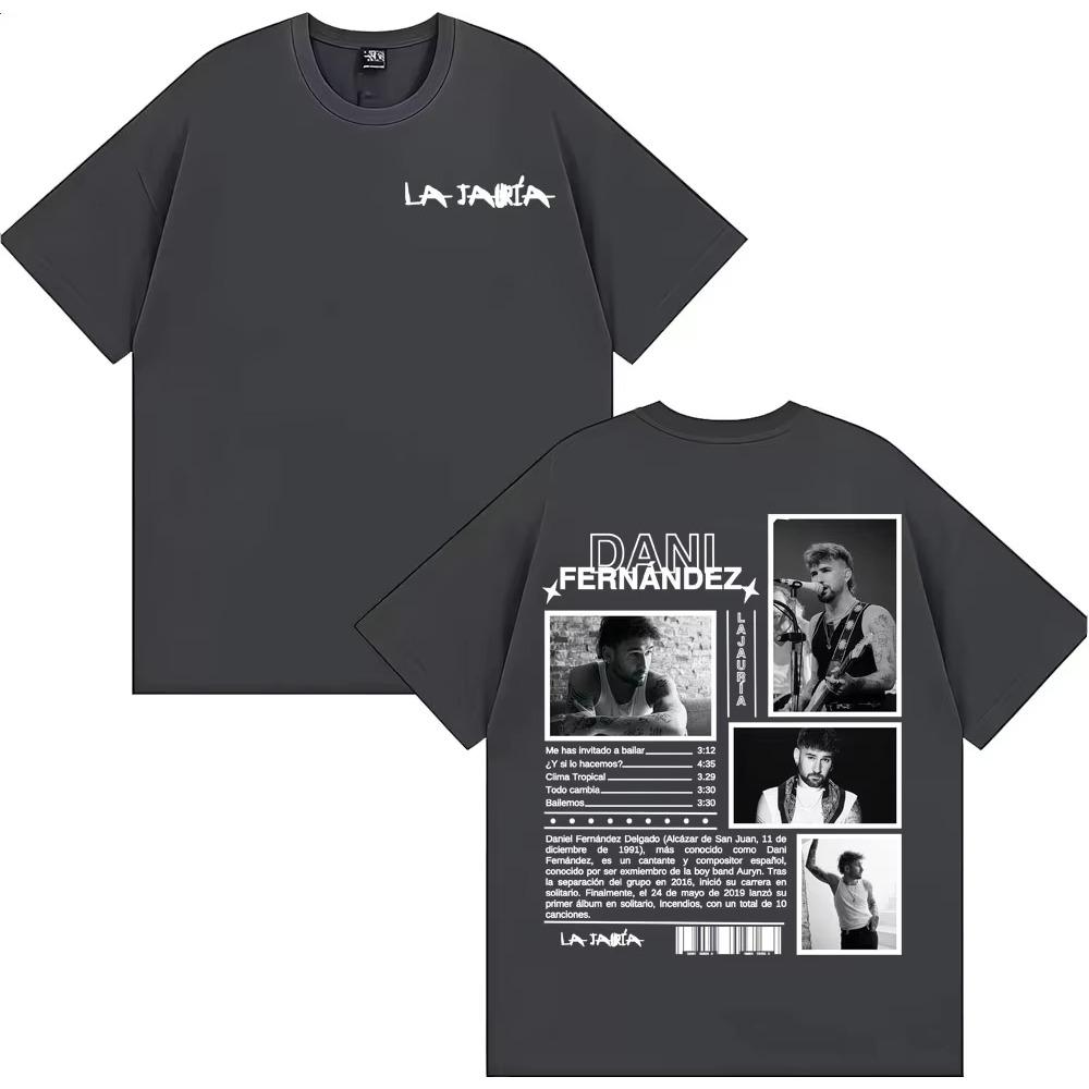 Piosenkarz Dani Fernandez La Jauria Koszulka z trasy koncertowej Albumu Męska Damska Codzienna Bawełniana Koszulka z Krótkim Rękawem Modna Retro Oversize Koszulki