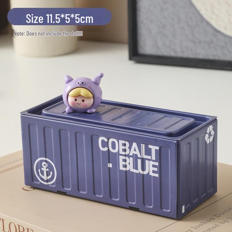 Retro Tinplate Flip-Top Mini Storage Container for Desktop Display